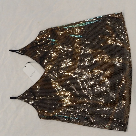 Scotch & Soda Gold Sequin Tank Top NWT Size XS - Picture 1 of 7